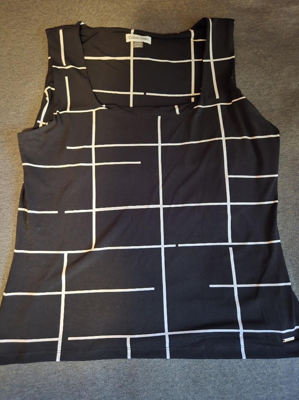 Calvin Klein Black Tank Top with White Grid